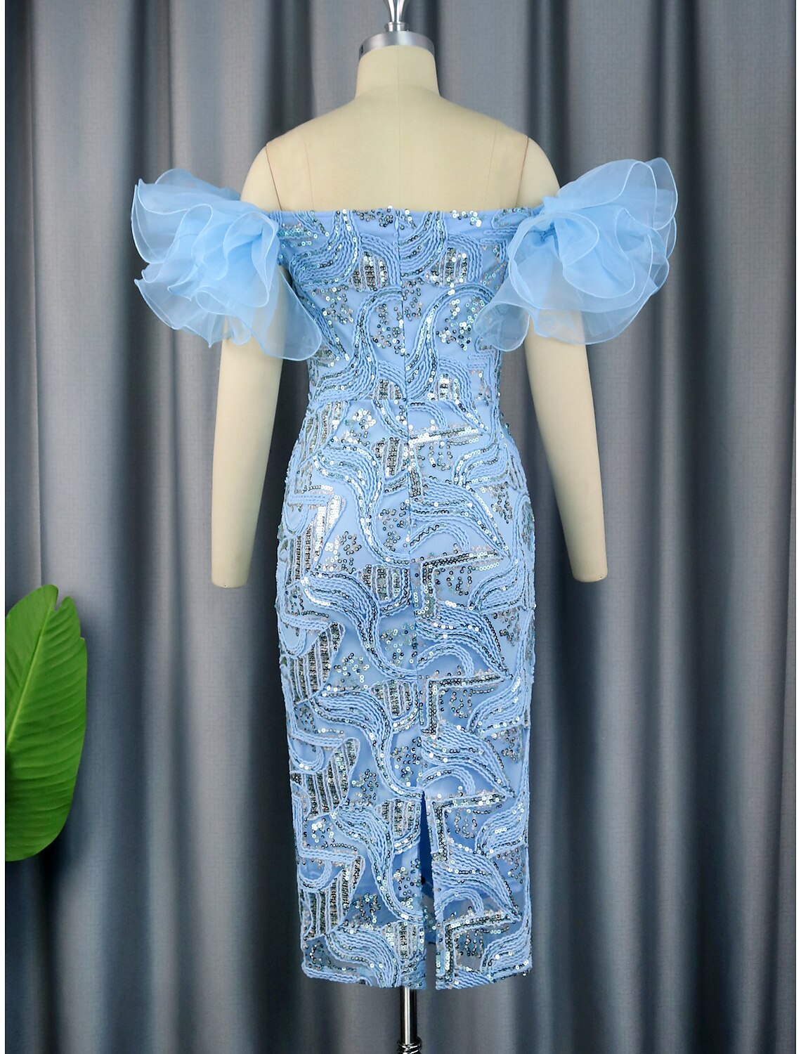 Wholesale Sheath / Column Party Dresses Floral Dress Cocktail Party Wedding Party Tea Length Sleeveless Off Shoulder Sequined with Sequin
